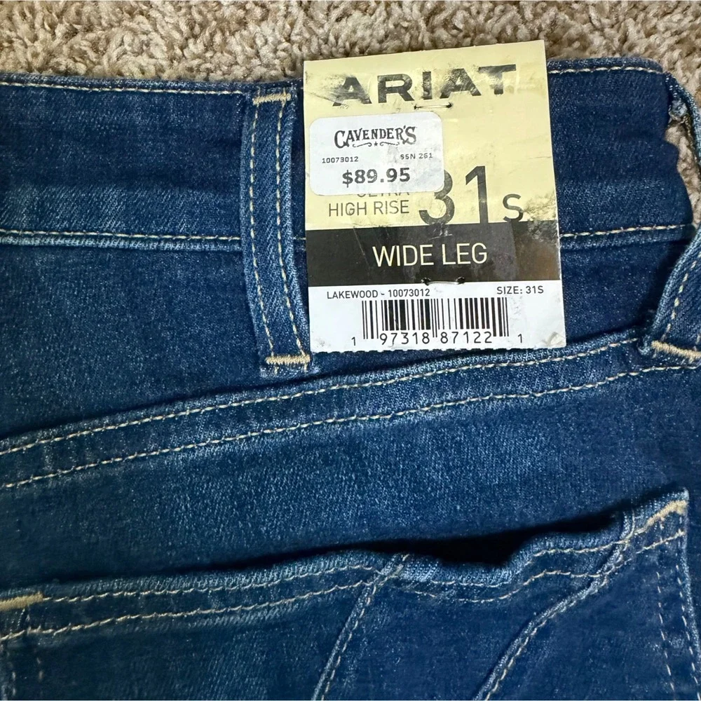 NWT Ariat R.E.A.L. Denim Ultra High Rise Penelope Wide Leg Jeans Dark Wash 31S